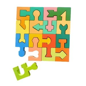 wooden puzzle, wooden blocks toy, shape matching toy