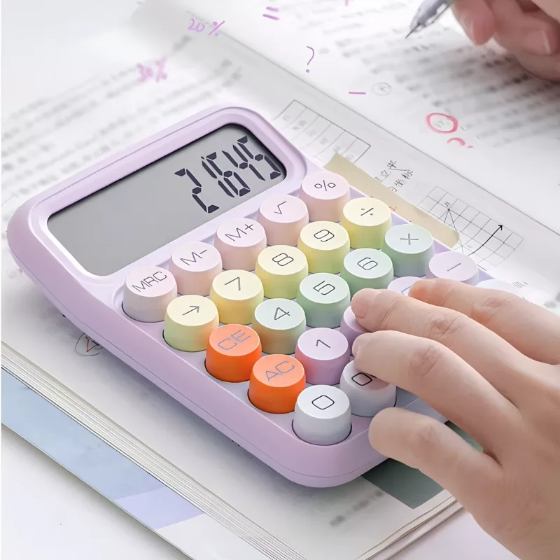 small calculator, calculator with big buttons, coloured calculator, mini calculator, ergonomic calculator
