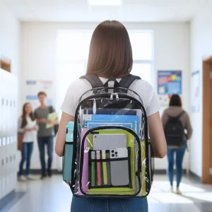 transparent backpack, large capacity backpack, school bag, see through backpack