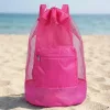 beach bag, mesh beach bag, drawstring beach bag