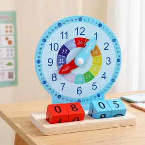 Interaktives Montessori-Uhr-Lernspielzeug zum Erlernen der Uhrzeit