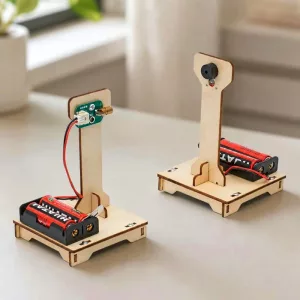 DIY-Holzmodell eines Infrarot-Alarms als MINT-Wissenschaftsexperiment-Spielzeug
